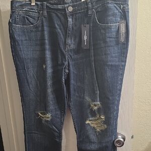 a.n.a Dark Indigo Distressed Boyfriend Jeans